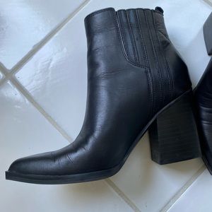 Marc Fisher Ankle Boots Black Leather Size 7.5